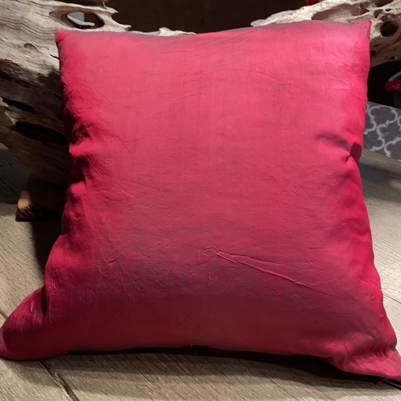 Red and tan silk down feather pillow - Picture 5 of 7
